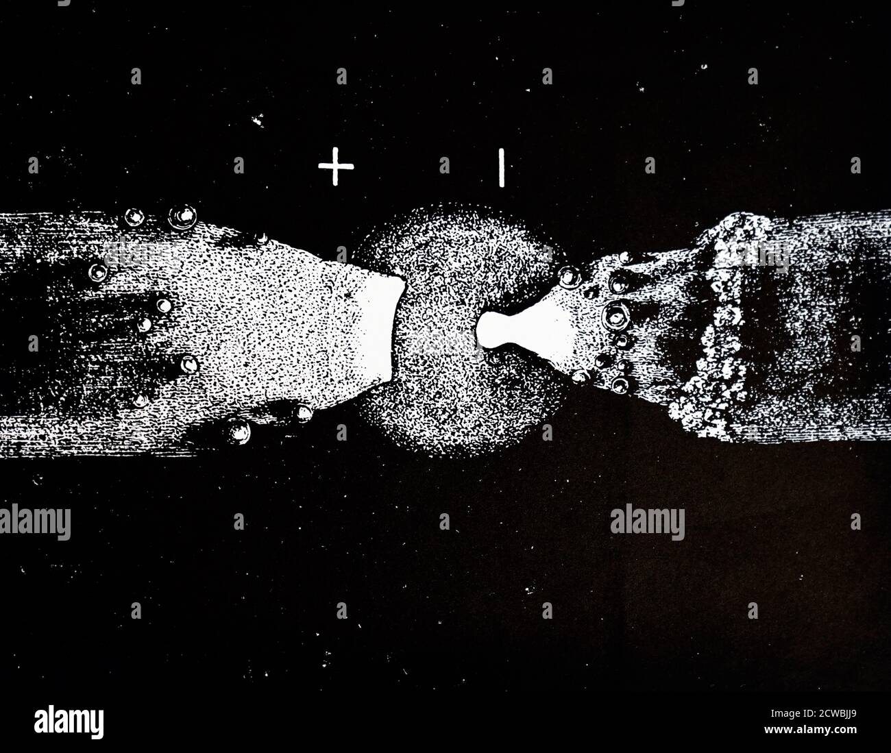 Gravure représentant une lampe à arc Voltaic. Banque D'Images Gravure représentant une lampe à arc Voltaic. Banque D'Images