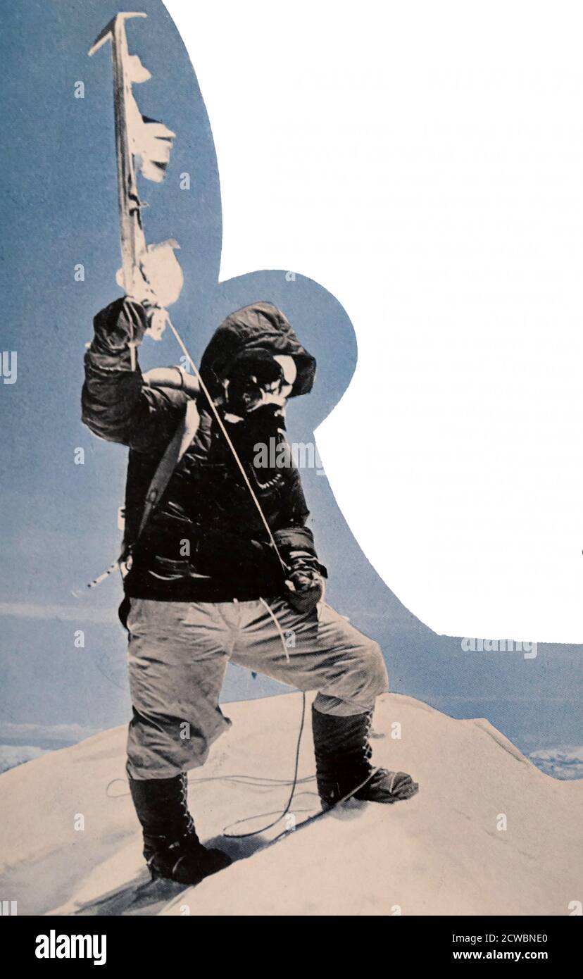 Tenzing Norgay (1914 -1986), appelé Sherpa Tenzing, un montagnard népalais-indien de Sherpa. Il a été l'un des deux premiers individus connus pour atteindre le sommet de l'Everest, qu'il a accompli avec Edmund Hillary le 29 mai 1953. Banque D'Images