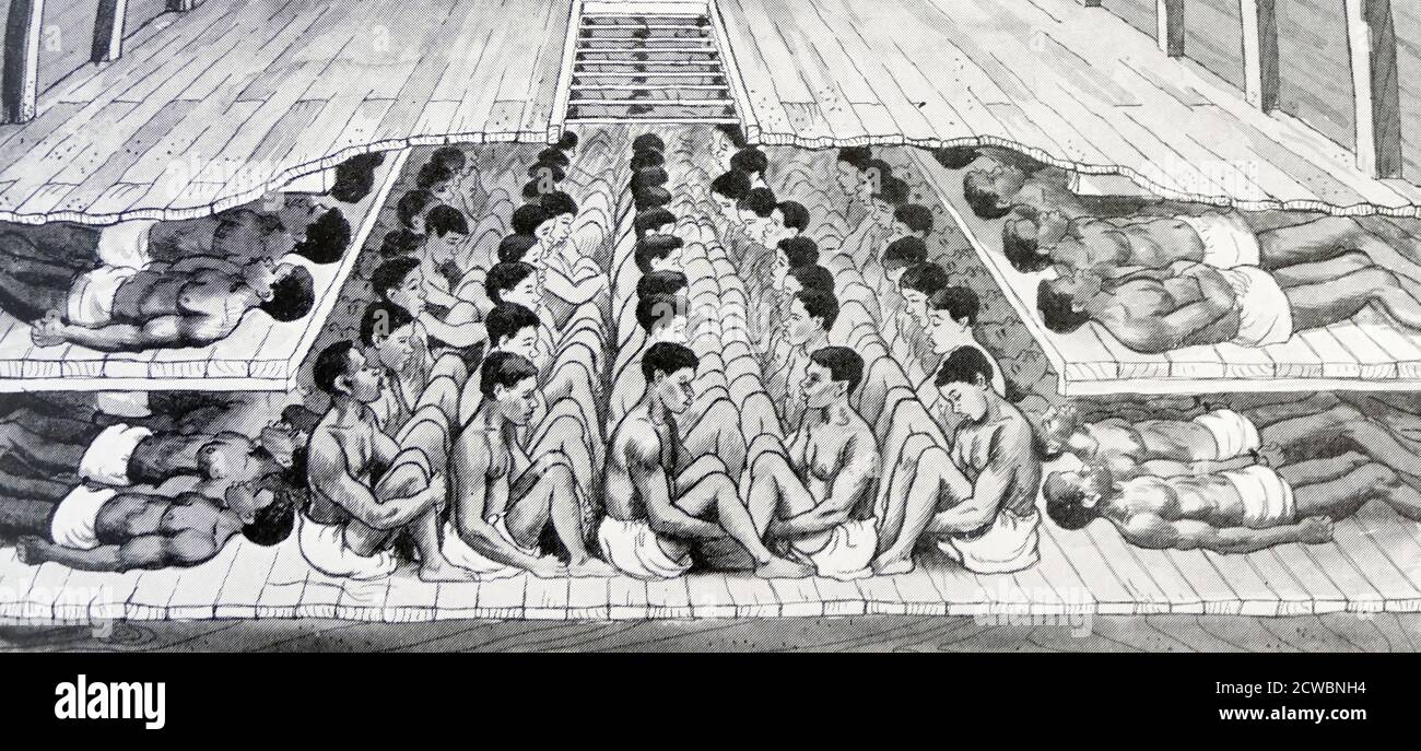 Illustration de la cargaison humaine d'un navire esclave Banque D'Images