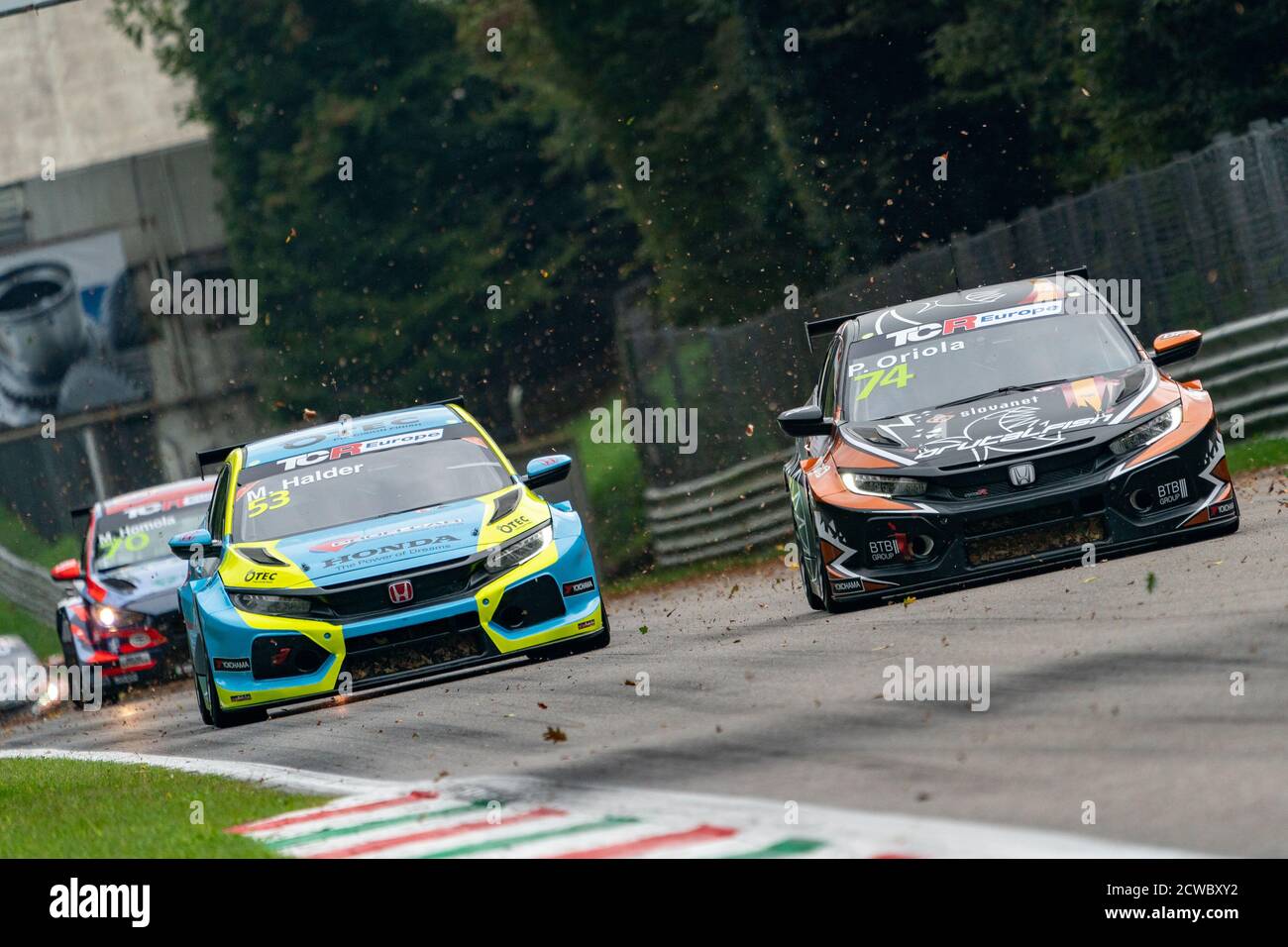 Monza, Italie. monza 2020, Italie, 27 septembre 2020, n° 74 Pepe Oriola (TCR Europe - brutal Fish Racing Team) sur Honda Civic Type R FK7 TCR et n° 53 Michelle Halder (TCR Europe - Profi car Team Halder) Sur Honda Civic Type R FK7 TCR pendant International GT Open ed EuroFormula Open - Grand Tourisme - Credit: LM/Luca Rossini Credit: Luca Rossini/LPS/ZUMA Wire/Alay Live News Banque D'Images