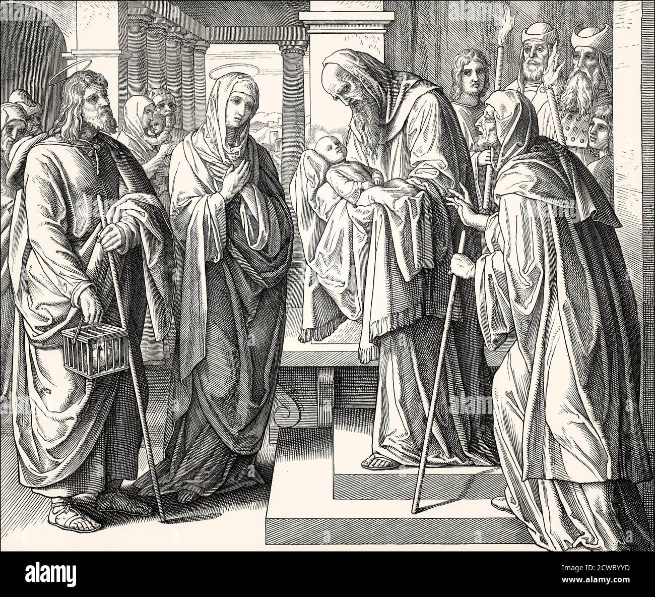 Simeon et Anna reconnaissent Jésus, par Julius Schnorr von Carolsfeld Banque D'Images