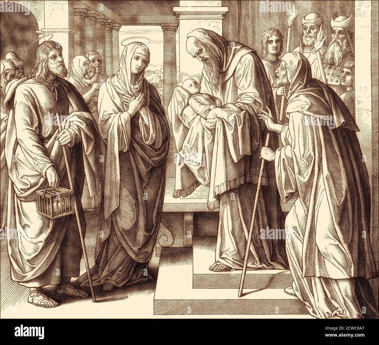 Simeon et Anna reconnaissent Jésus, par Julius Schnorr von Carolsfeld Banque D'Images