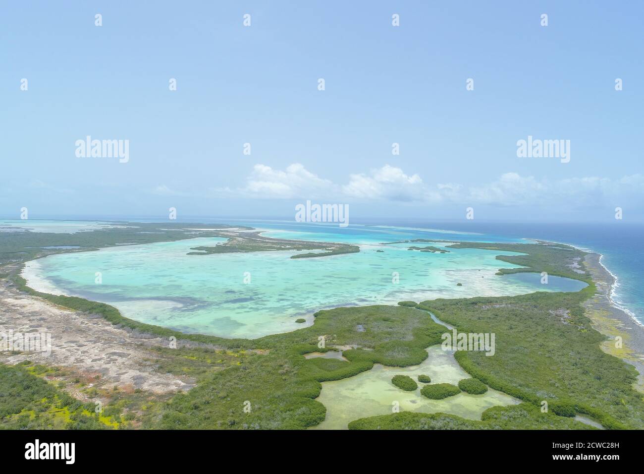 Vue aérienne de l'île des Caraïbes à Los Roques Venezuela Banque D'Images
