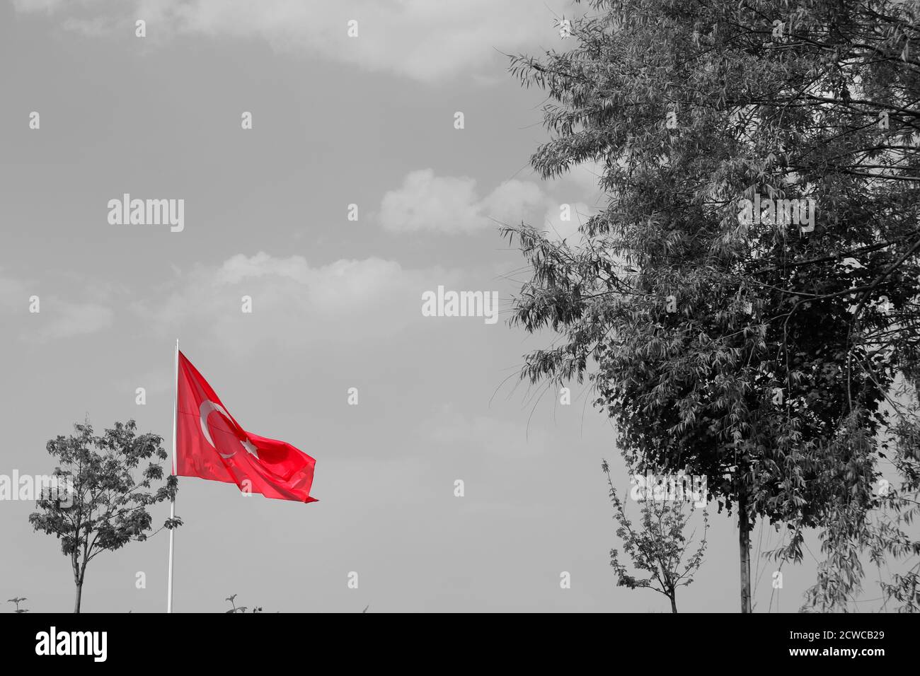 Drapeau turc en photo monochrome avec filtre rouge Photo Stock - Alamy