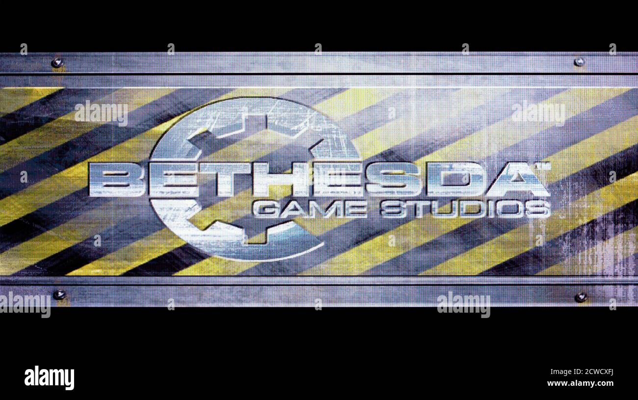 Logo développeur Bethesda Game Studios - Sony PlayStation 2 PS2 - usage éditorial seulement Banque D'Images Logo développeur Bethesda Game Studios - Sony PlayStation 2 PS2 - usage éditorial seulement Banque D'Images