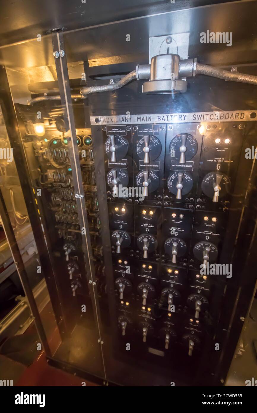 Wilmington, NC USA - février 11 2020 Battleship USS North Carolina, actuellement amarré le long de la rivière Cape Fear à Wilmington, NC. Banque D'Images