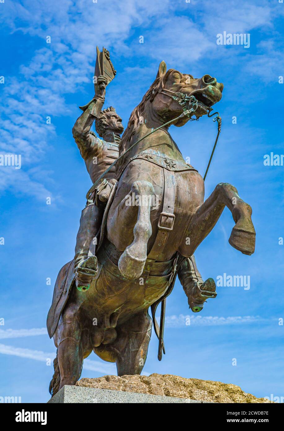 Statue du général Andrew Jackson devant la cathédrale Saint-Louis à Jackson Square, dans le quartier français de la Nouvelle-Orléans, Louisiane, États-Unis Banque D'Images