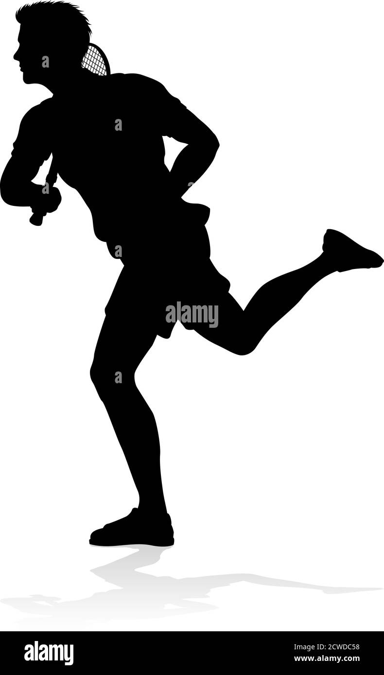 Tennis Player Man Sports Person Silhouette Illustration de Vecteur
