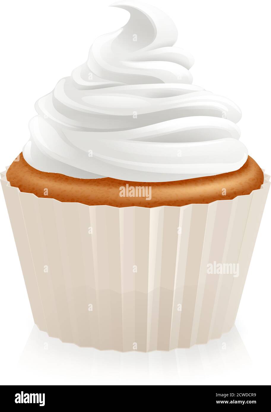 Gâteau au gâteau crème à la cake Muffin déglaçage fouetté Illustration de Vecteur
