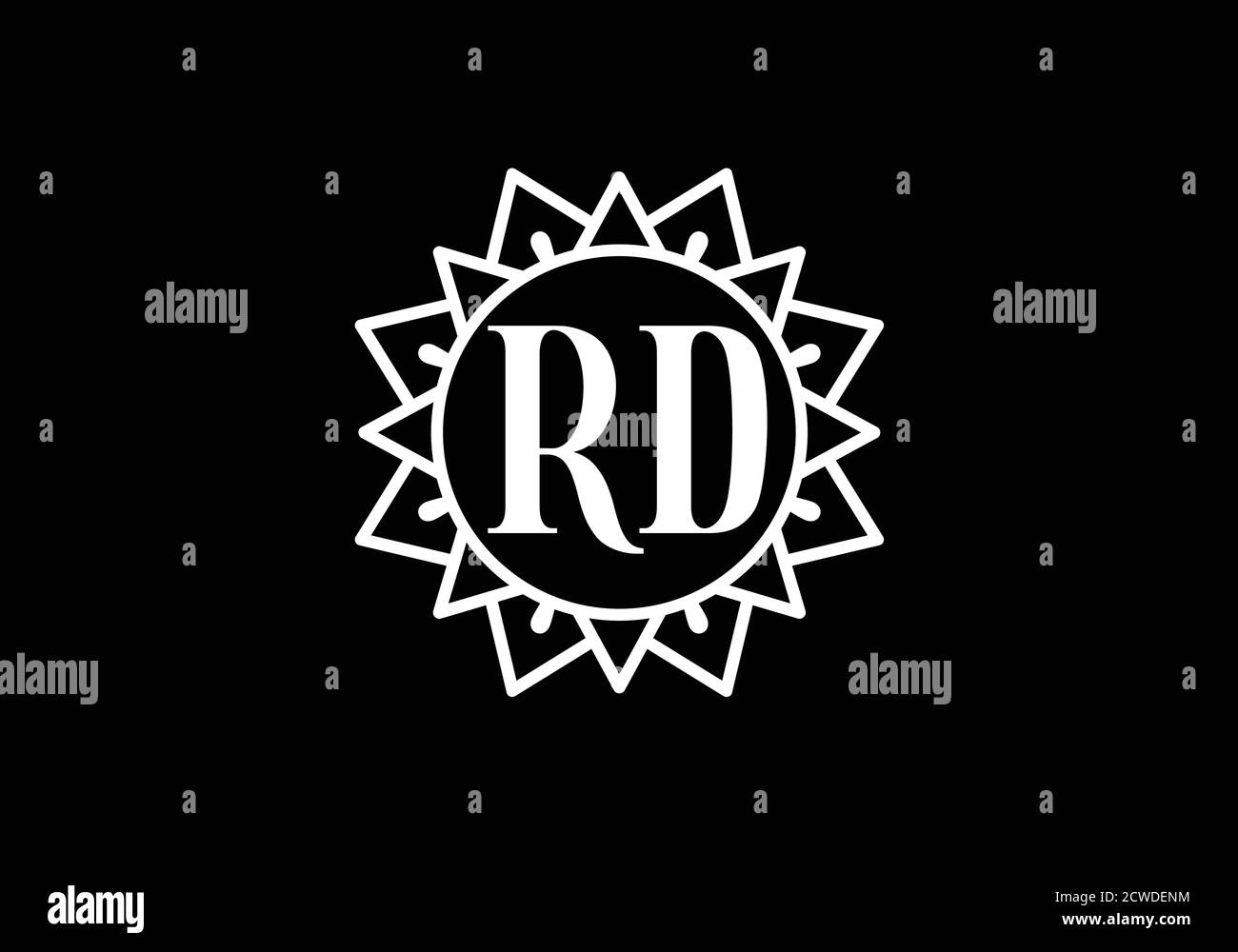 Modèle de vecteur de conception de logo R D de la lettre initiale du monogramme. Logo lettre R D Illustration de Vecteur