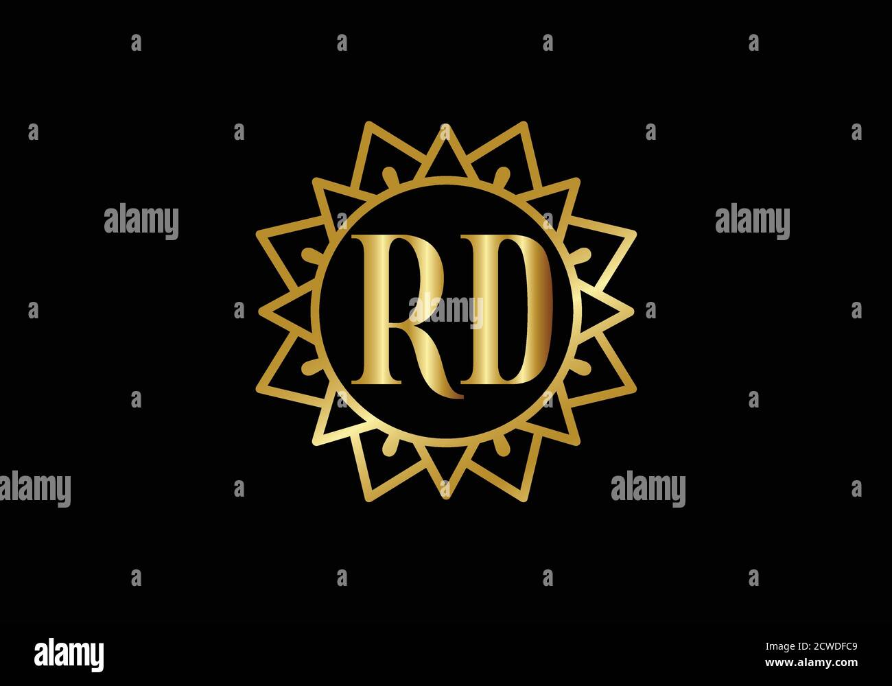 Modèle de vecteur de conception de logo R D de la lettre initiale du monogramme. Logo lettre R D Illustration de Vecteur