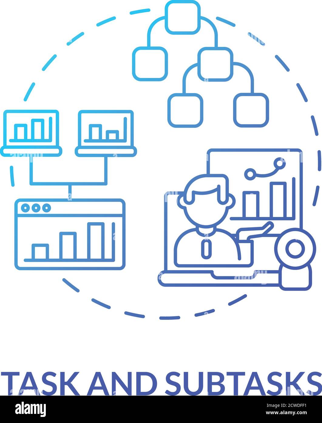 Icône de concept de tâche et de sous-tâche Illustration de Vecteur