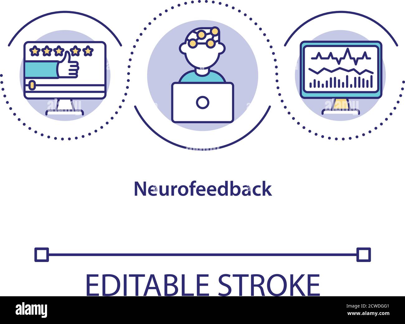Icône de concept de neurofeedback Illustration de Vecteur