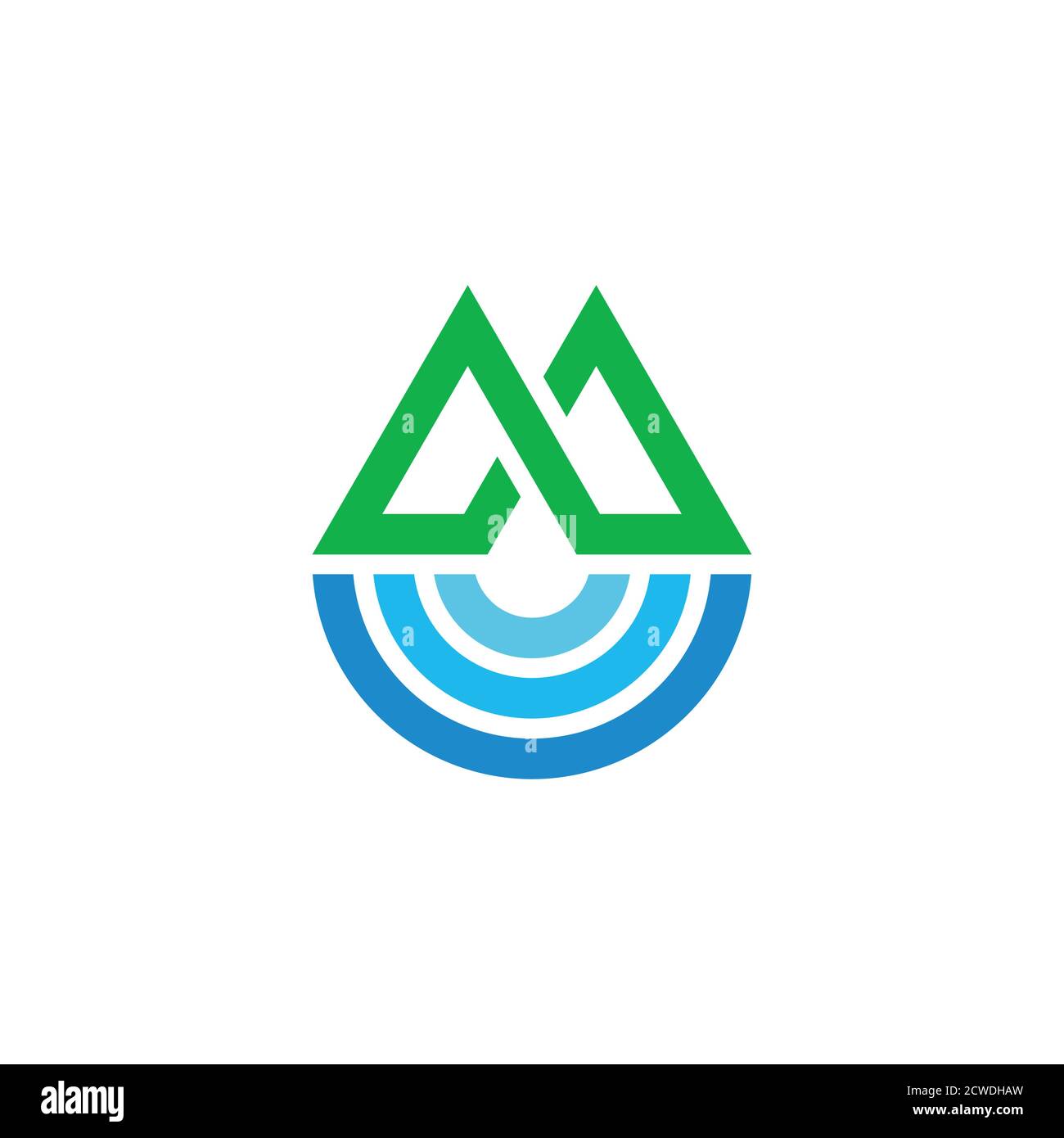 Lettre M montagne mer rayures géométrique ligne logo vecteur Illustration de Vecteur