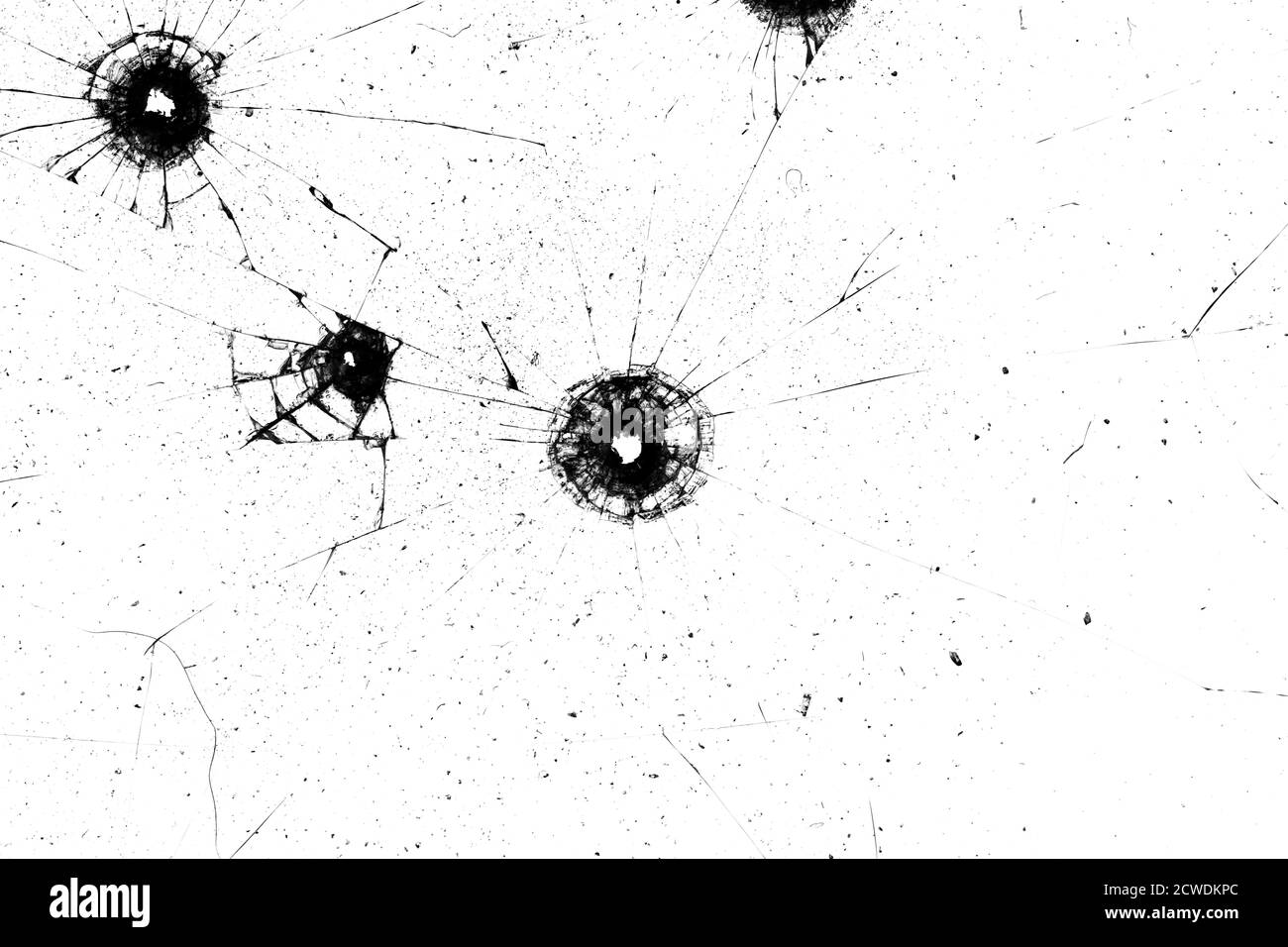 texture de verre cassée. fissures noires sur fond blanc Banque D'Images