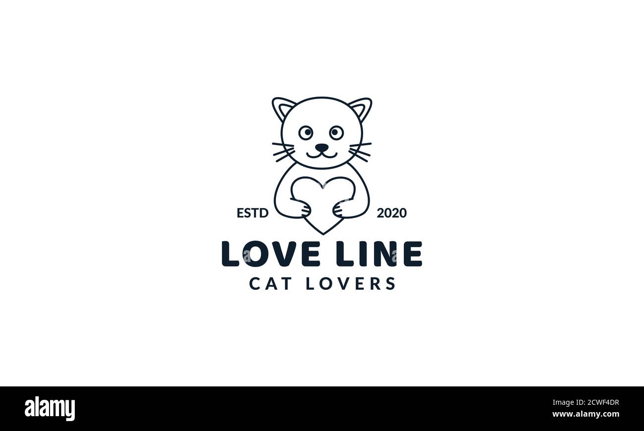 Illustration Mignon Dessin Anime Chat Chaton Chaton Calin Coeur Amour Logo Image Vectorielle D Icone Image Vectorielle Stock Alamy