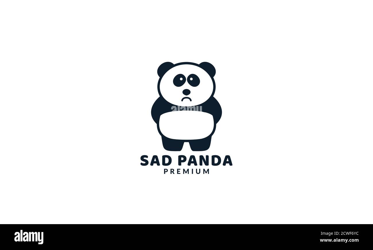 illustration mignon dessin animé panda triste moderne logo icône vecteur  Image Vectorielle Stock - Alamy