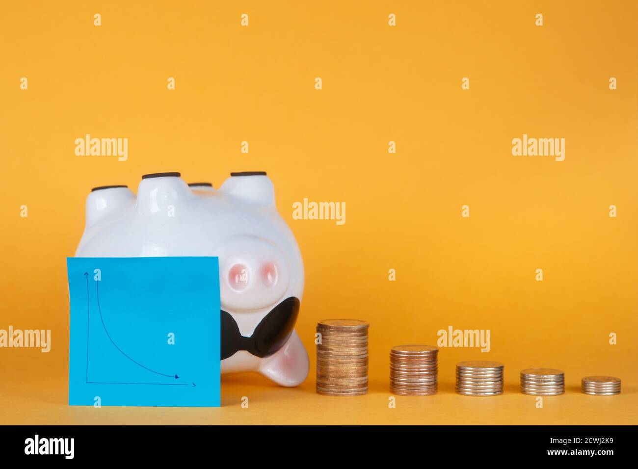 panne du système financier et perte d'épargne. Banque de pigeons et pièces Banque D'Images