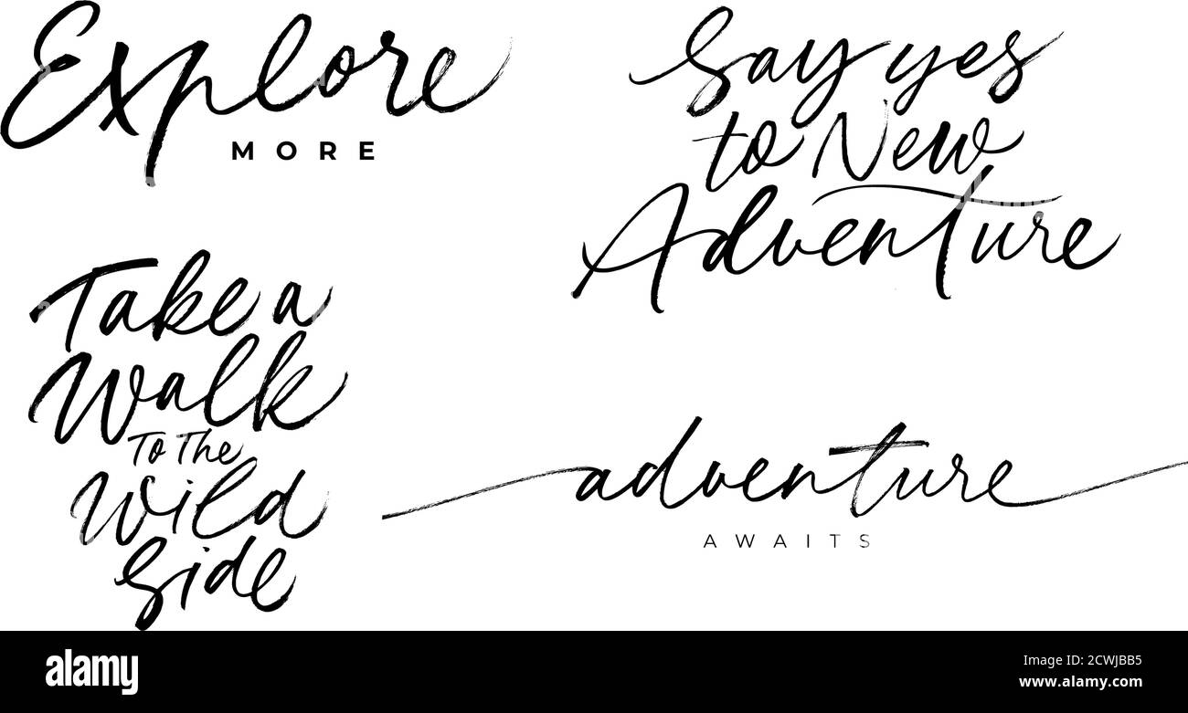 Citations de voyage et d'aventure, lettrage vectoriel. Illustration de Vecteur