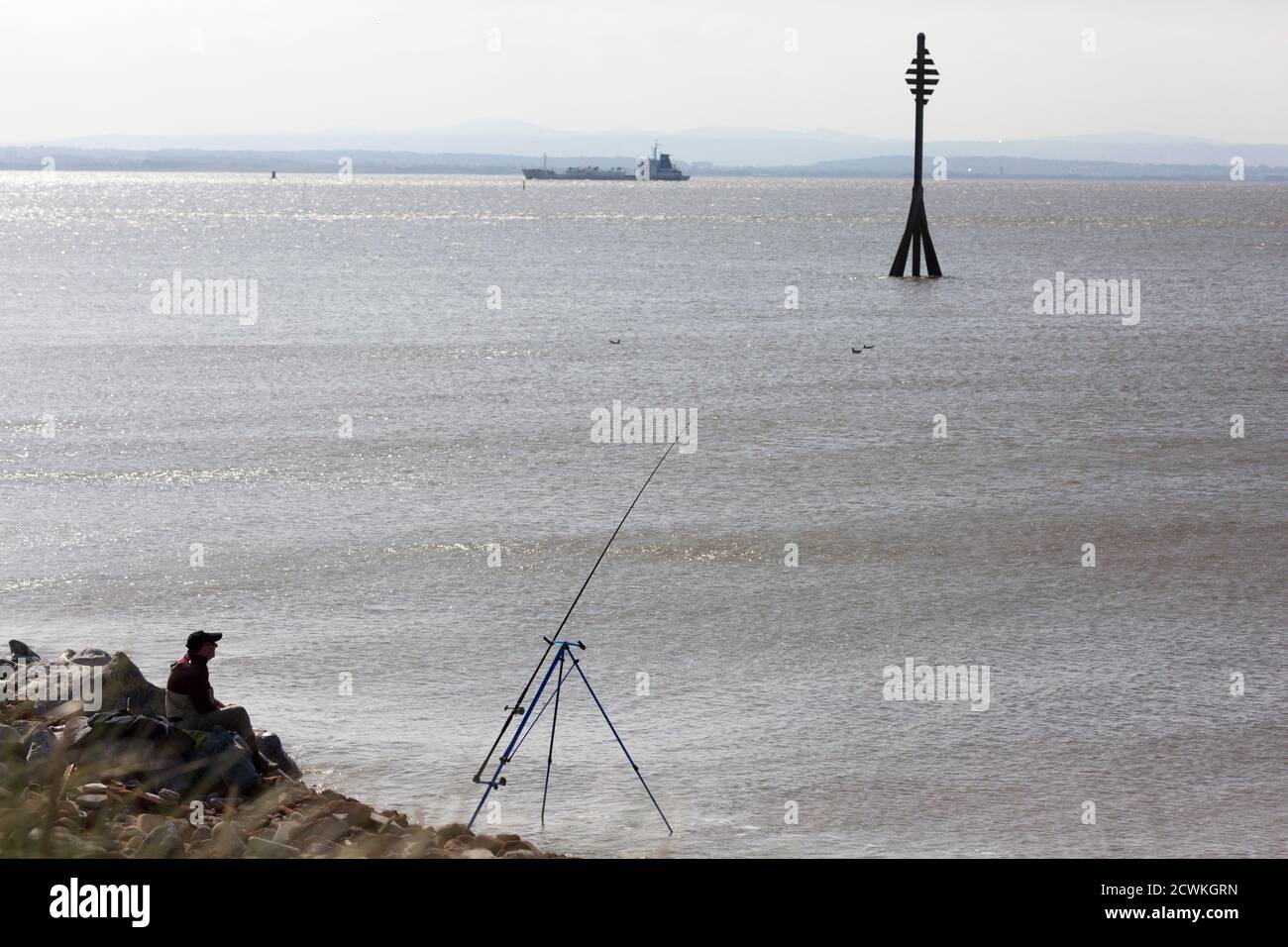 Crosby Beach , partie de la côte de Merseyside au nord de Liverpool dans le Métropolitain de Sefton, en Angleterre. Banque D'Images