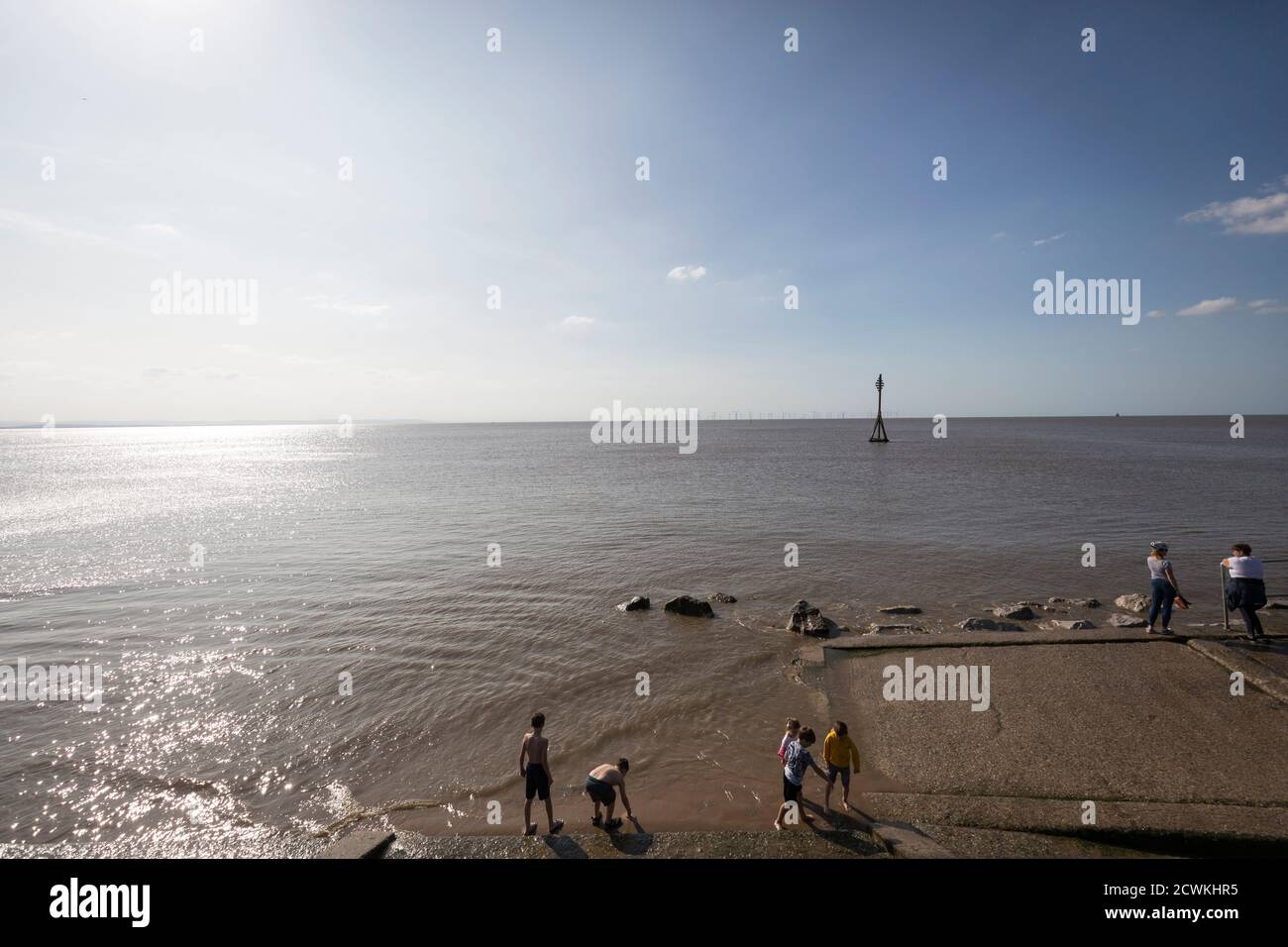 Crosby Beach , partie de la côte de Merseyside au nord de Liverpool dans le Métropolitain de Sefton, en Angleterre. Banque D'Images