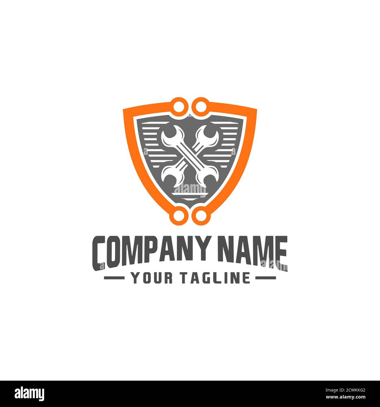 Conception du modèle de logo Shield Repair. Creative Vector Emblem, pour Icon ou Design concept. Illustration de Vecteur