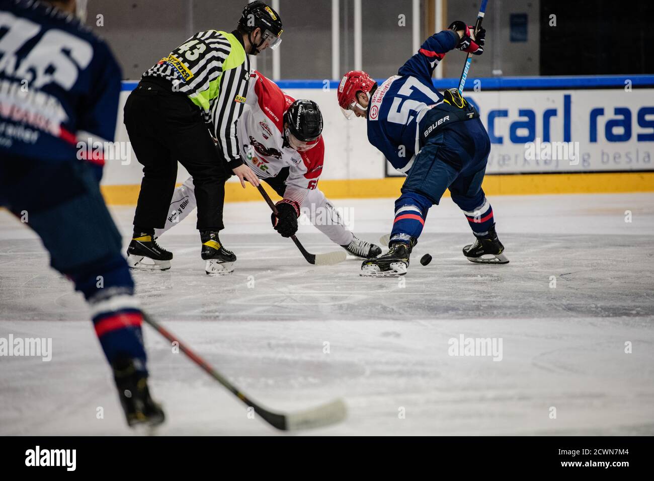 Horsholm, Danemark. 29 septembre 2020. Charlie Sarault (57) de Rungsted Seier Capital vu dans le match de hockey sur glace Metalligaen entre Rungsted Seier Capital et Aalborg Pirates à Bitcoin Arena à Horsmolm. (Crédit photo : Gonzales photo/Alamy Live News Banque D'Images