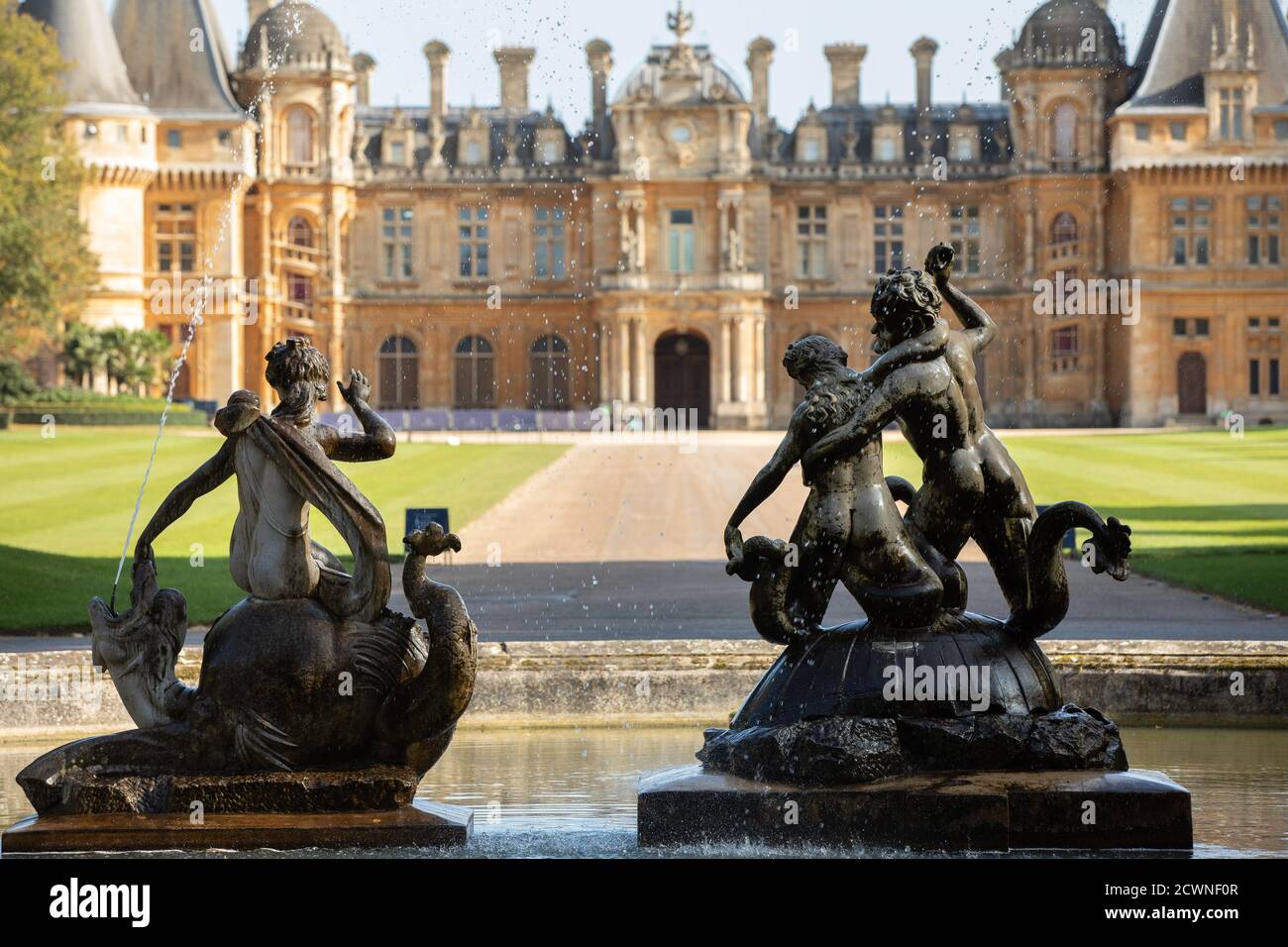 Waddesden Manor, demeure ancestrale à Aylesbury, Buckinghamshire, Royaume-Uni Banque D'Images