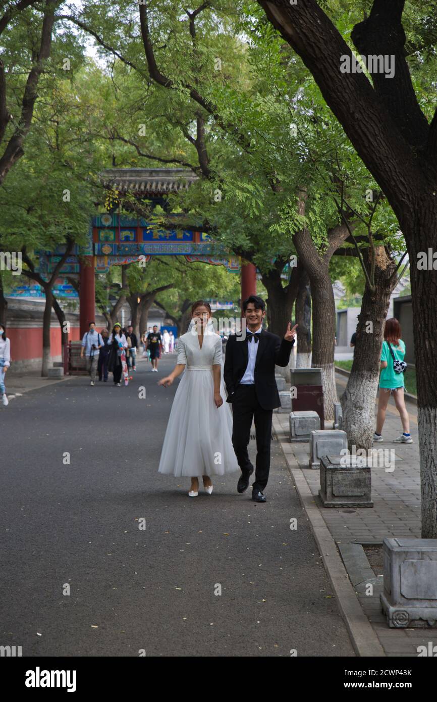 Photographie de mariage dans des endroits pittoresques, Pékin, Chine Banque D'Images