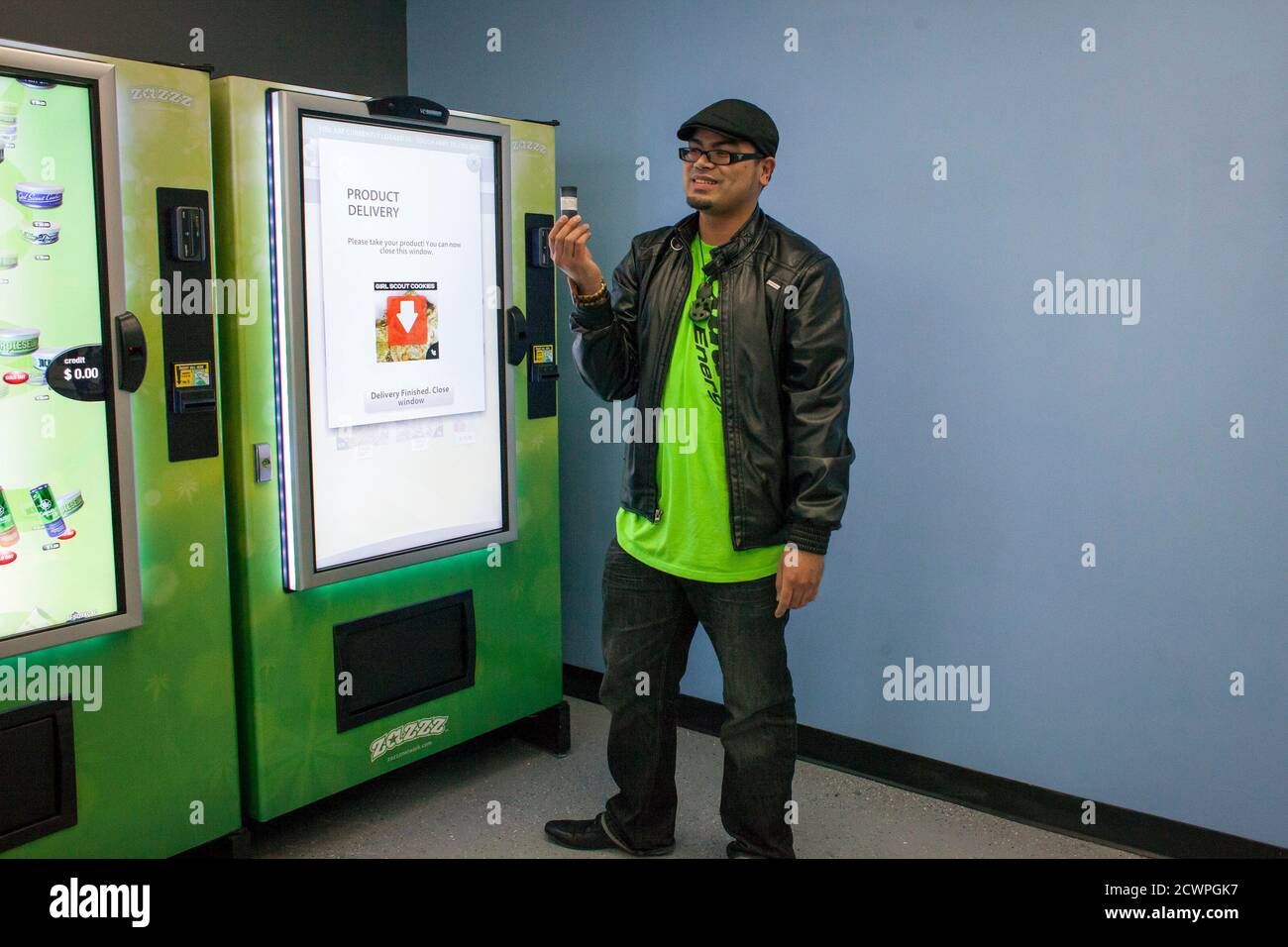 Lynyrd Puyat shows one gram of the Girl Scout Cookies strain of marijuana  that he purchased for $15 using a ZaZZZ vending machine at Seattle  Caregivers, a medical marijuana dispensary, in Seattle,