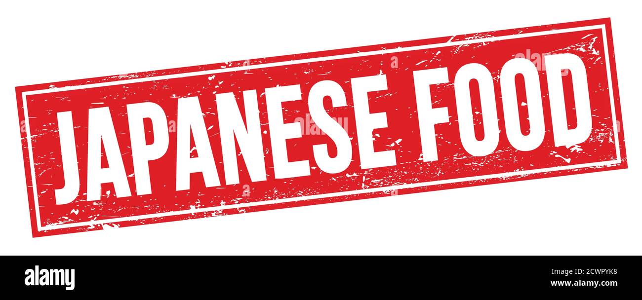 Texte DE LA NOURRITURE JAPONAISE sur le signe rouge de timbre rectangle grungy. Banque D'Images