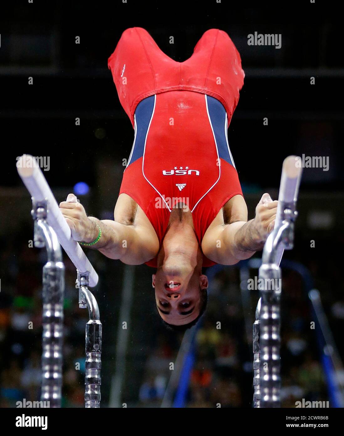 U S Gymnast Danell Leyva Performs On The Parallel Bars At The U S Olympic Gymnastics Trials In San Jose California June 30 2012 Energised By Two Days Of High Quality Competition At Their Trials