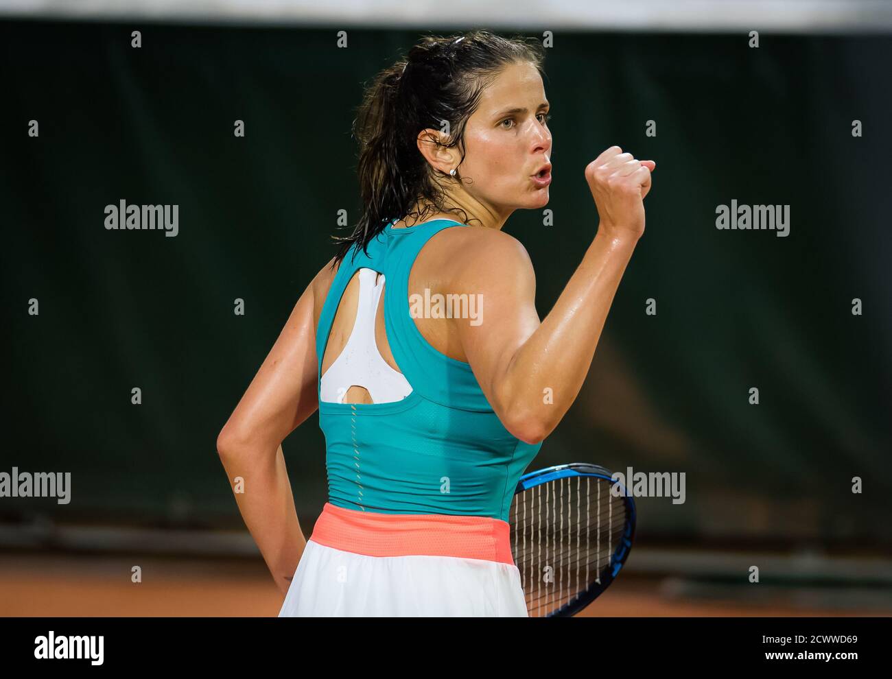 Julia Goerges, de l'Allemagne, en action lors de la première partie du  tournoi de tennis Roland Garros 2020, Grand Chelem, le 29 septembre 2020 à  Roland Gar Photo Stock - Alamy