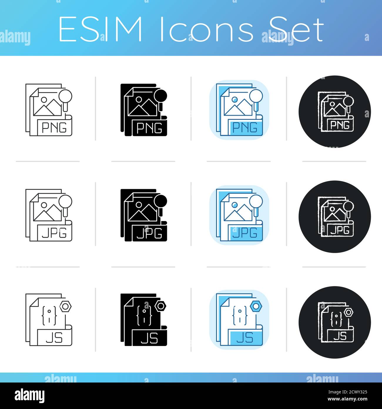 Icônes de types de fichiers définies Illustration de Vecteur