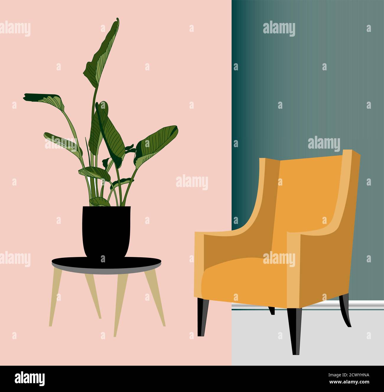 Vector Houseplants dans un conteneur pour usage intérieur comme usine de maison dans des pots. Concept de jardinage à la maison. Illustration moderne à vecteur plat Illustration de Vecteur