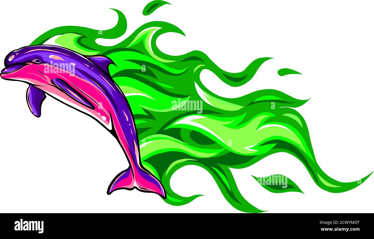 motif d'illustration représentant un vecteur flames pour un saut de dauphin Illustration de Vecteur