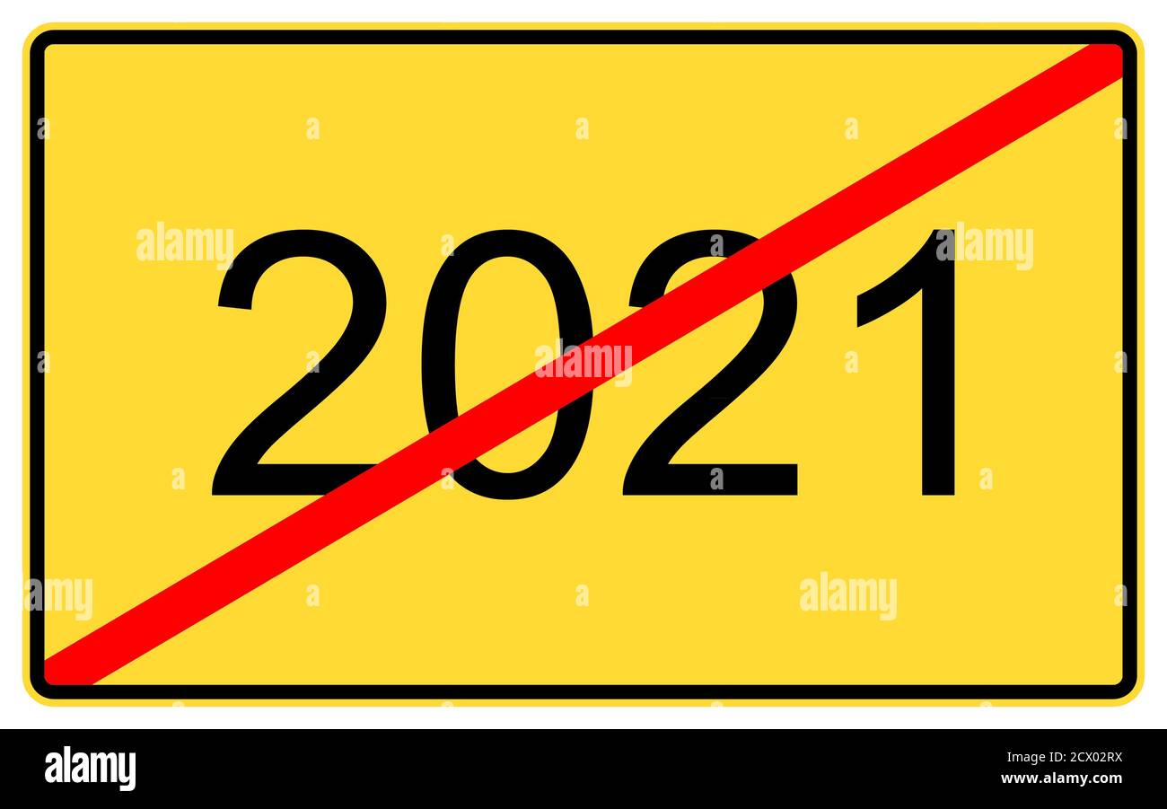 nouvelle année 2021. nouvelle année 2021 sur un panneau d'affichage de route jaune. Banque D'Images