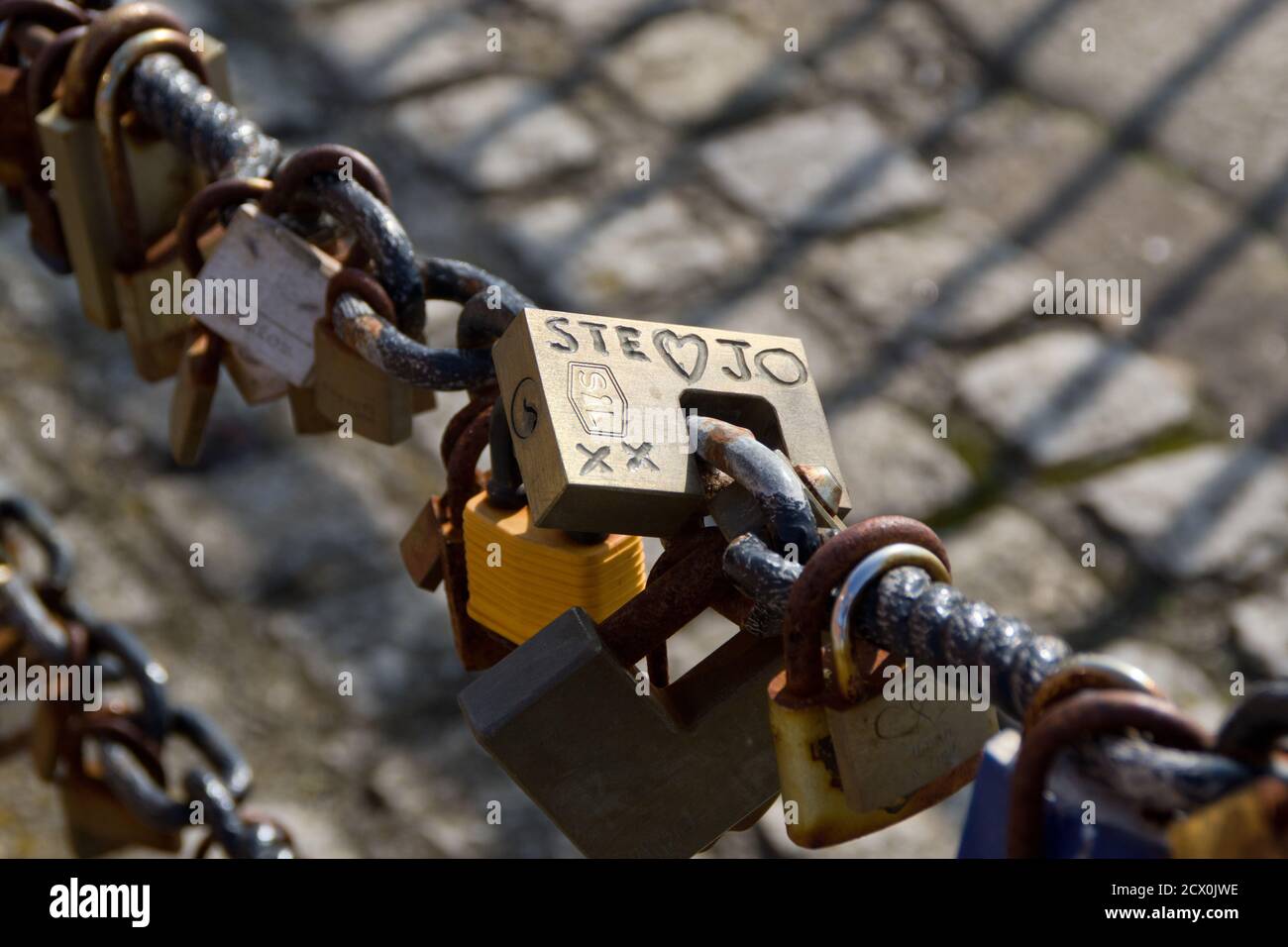 Love Locks, Liverpool Waterfront Banque D'Images