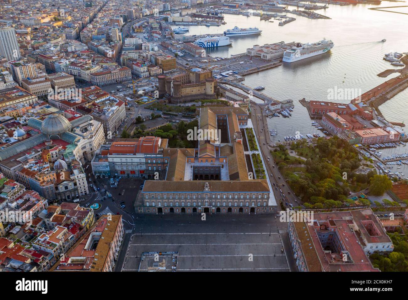 Palazzo Reale, Naples, vue aérienne Banque D'Images