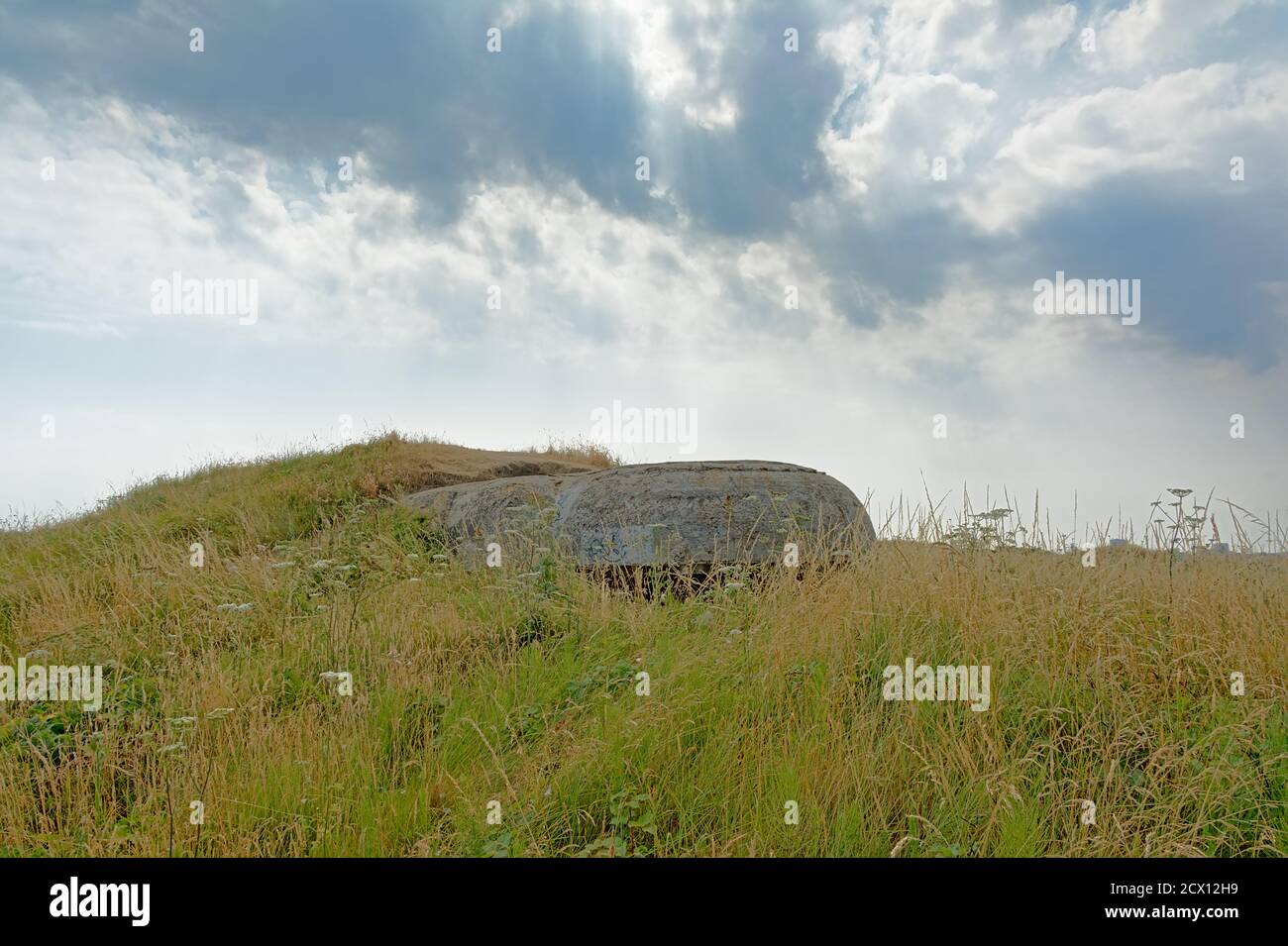 Guerre mondiale deux bunker caché dans un champ sur les falaises