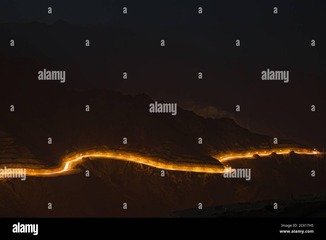 Vue de nuit sur Al Hada Taif Mountain Road Banque D'Images