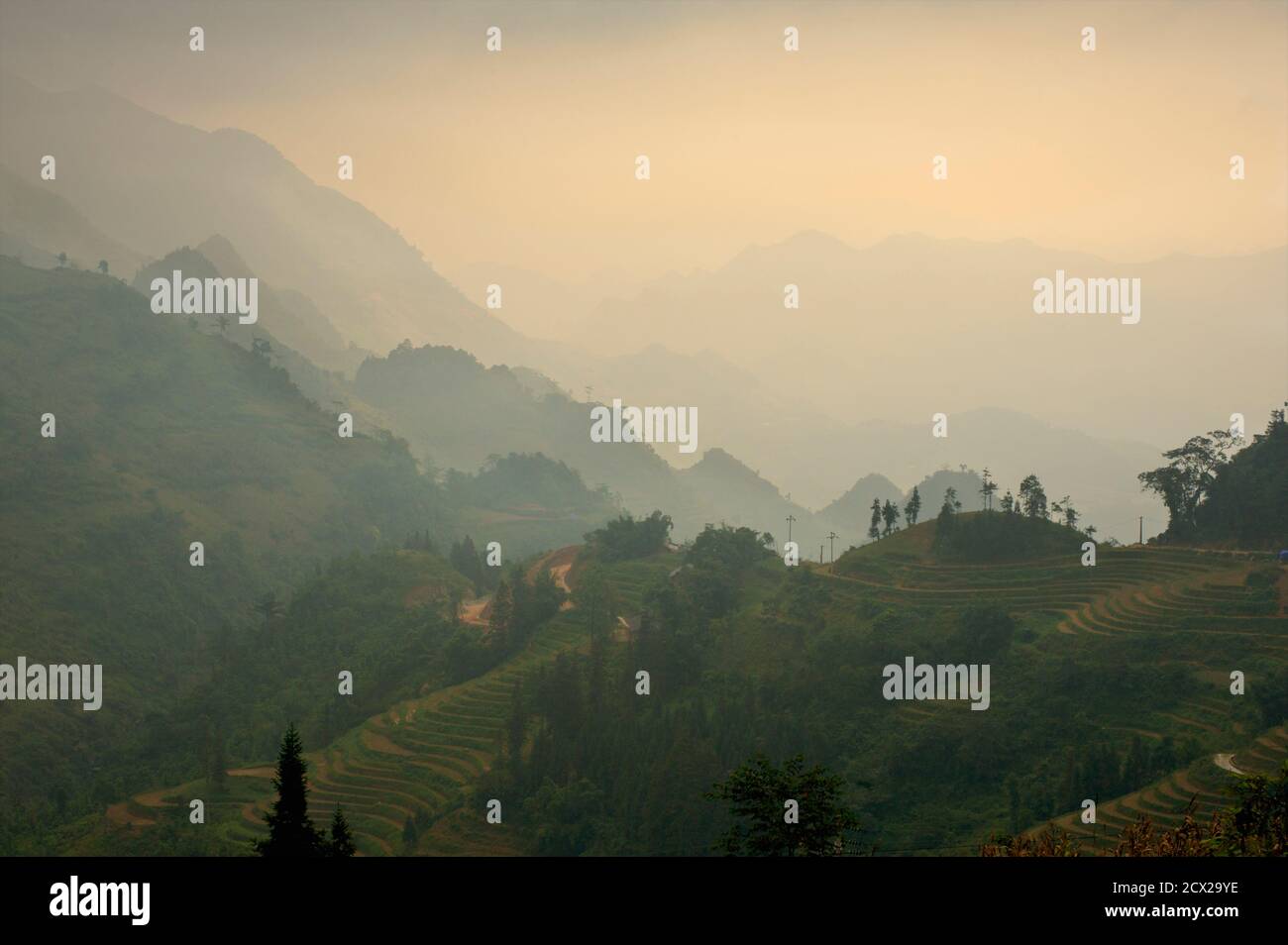 Paysage rural juste au nord de Bac Ha près de Hoang Thu Pho. N Vietnam Banque D'Images