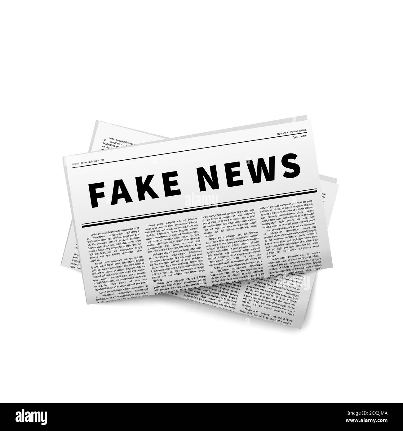 En-tête de fausses nouvelles, icône de journal plié sur blanc Illustration de Vecteur