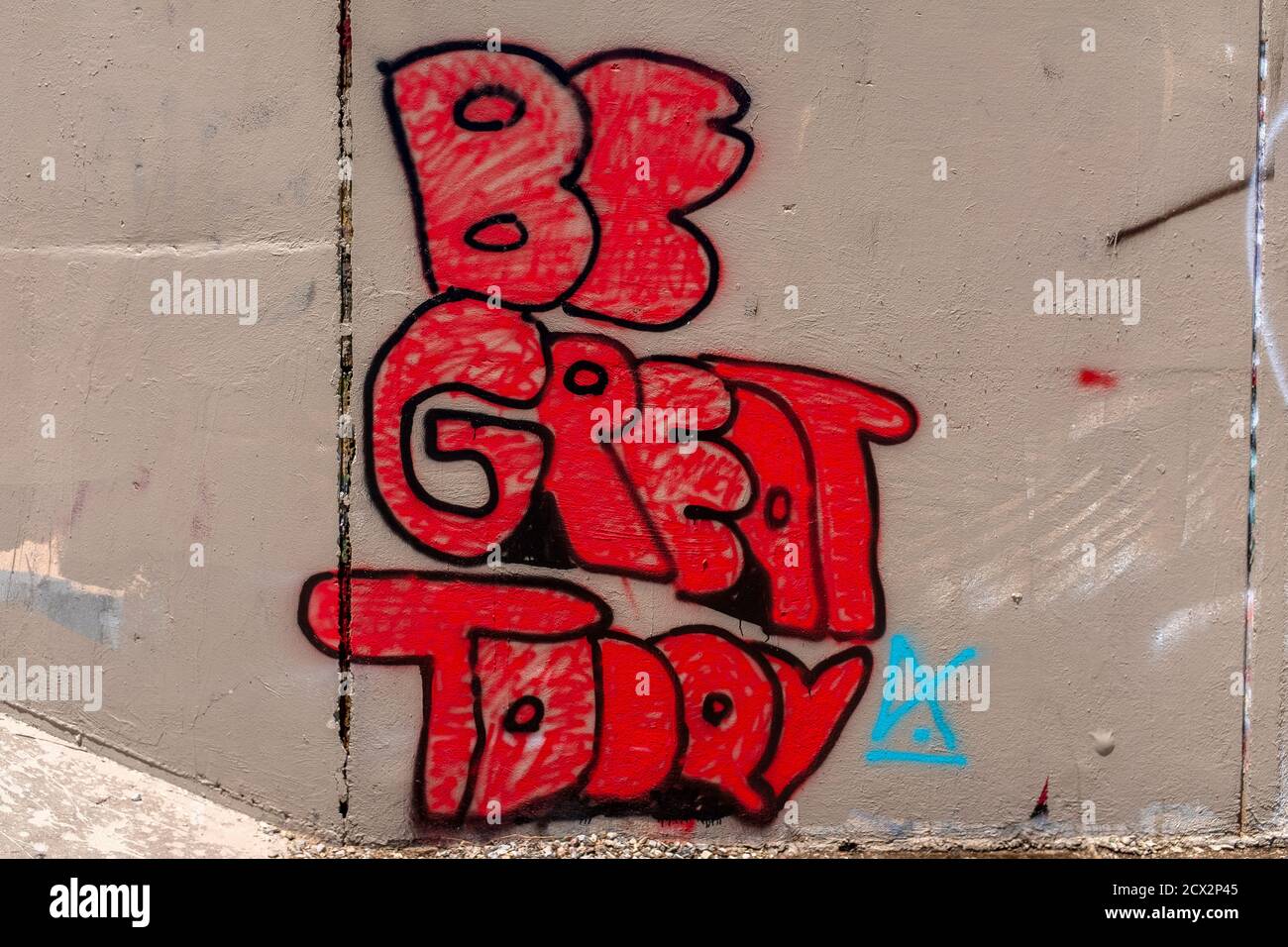 Graffiti inspirant : « soyez génial aujourd'hui » Banque D'Images