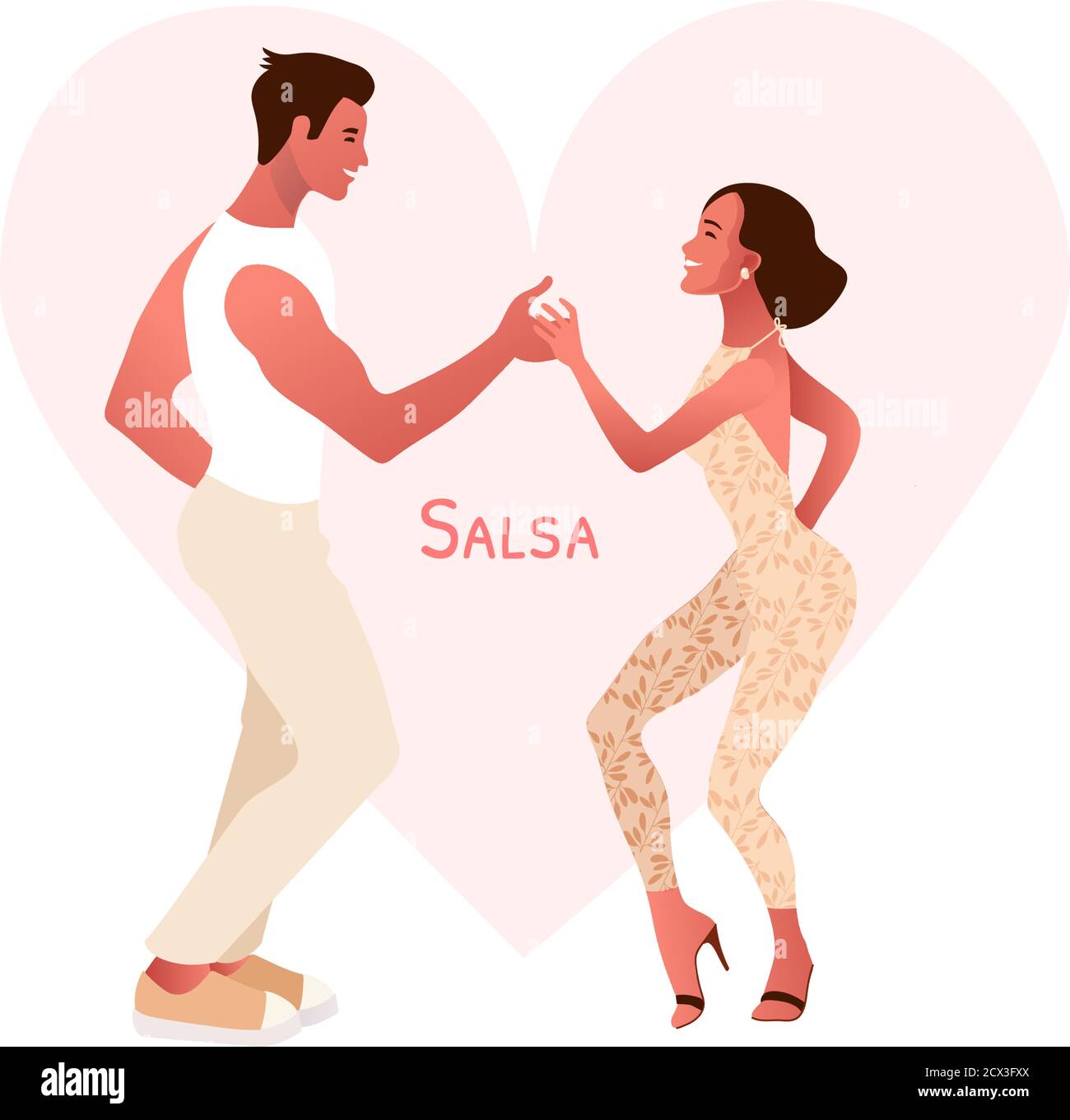 Bonne Saint Valentin. Salsa dans la ville. Illustration de Vecteur