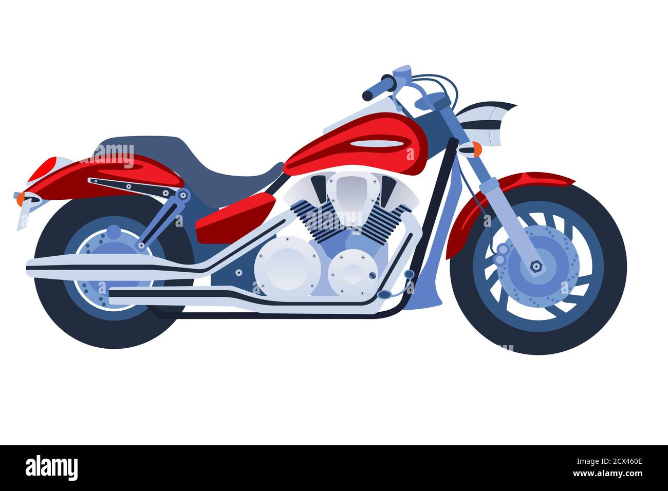 Illustration vectorielle de l'isolation de la moto du broyeur rouge sur fond blanc. Vue latérale. Imprimé pour t-shirt et affiche. Illustration de Vecteur