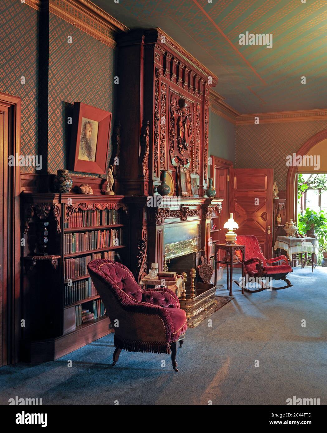 États-Unis, Nouvelle-Angleterre, Connecticut, Hartford, Mark Twain House, Bibliothèque, Hartford Banque D'Images États-Unis, Nouvelle-Angleterre, Connecticut, Hartford, Mark Twain House, Bibliothèque, Hartford Banque D'Images