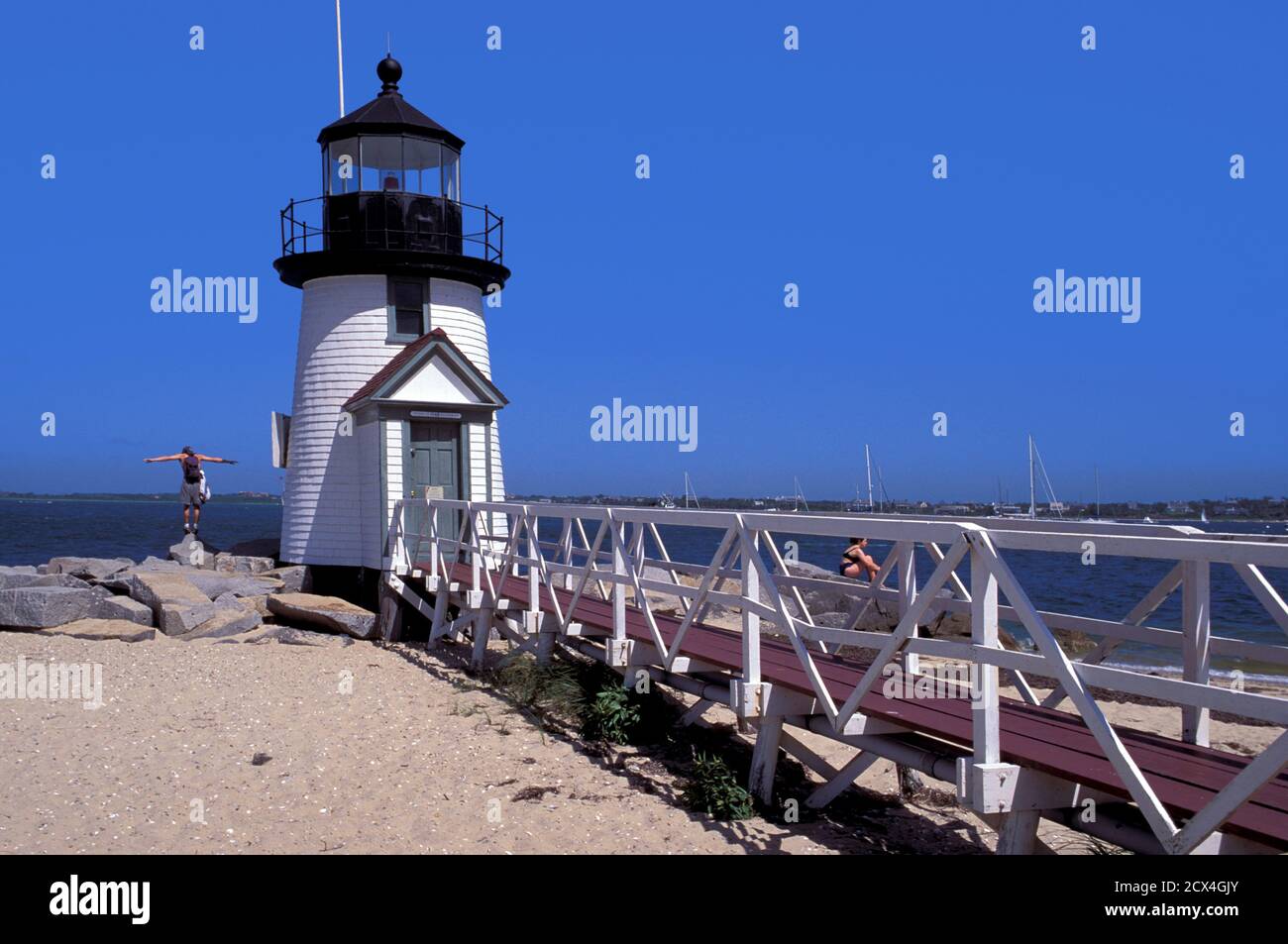 Phare, Brant point Beach, Nantucket Island, Massachusetts, États-Unis Banque D'Images