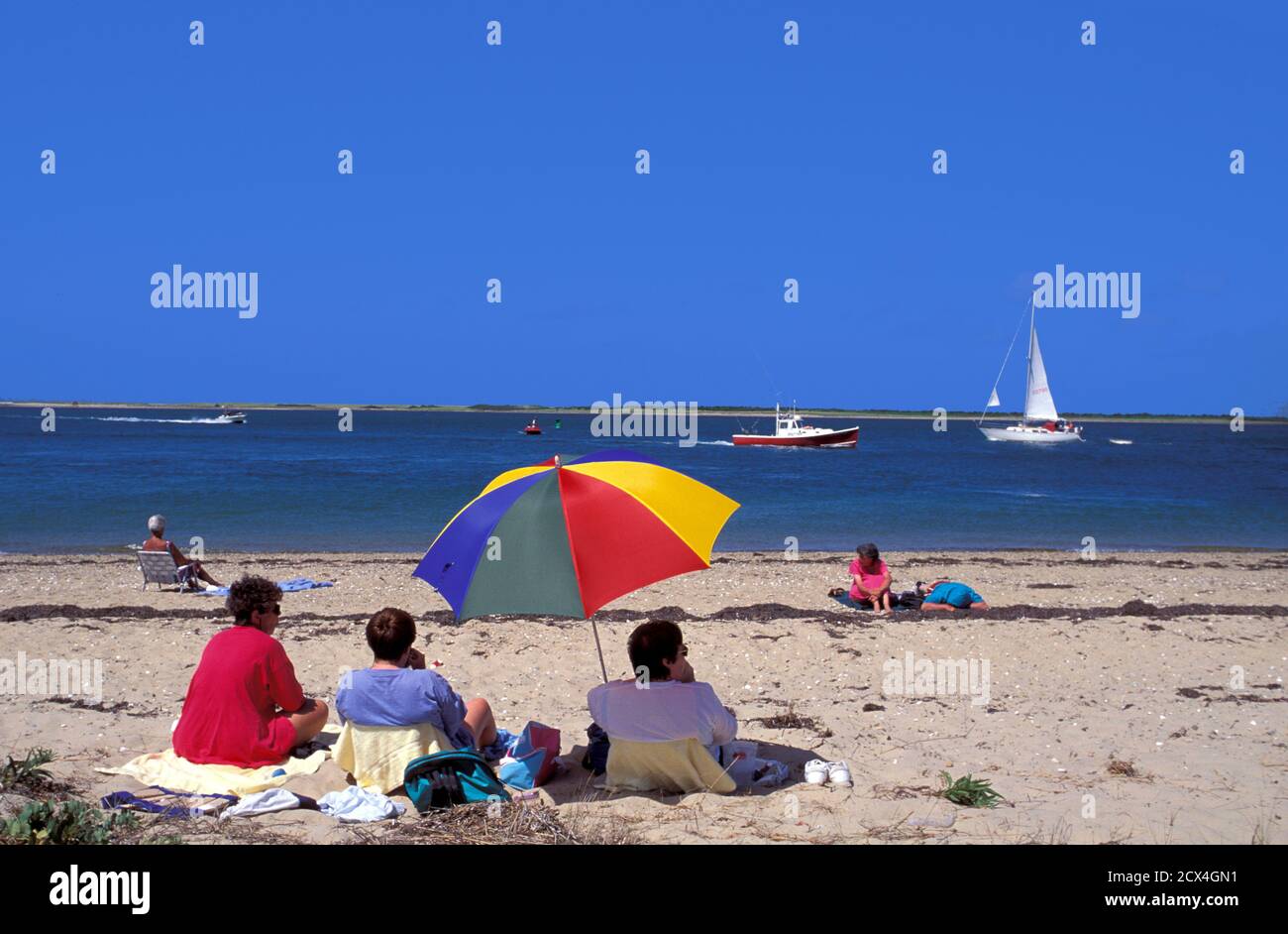 Parasol, Brent point Beach, Nantucket Island, Massachusetts, États-Unis Banque D'Images