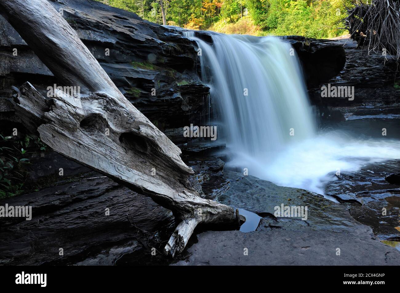 Chutes d'eau de Manido, rivière Presque Isle, parc national de Porcupine Mountains Wilderness, Michigan, États-Unis Banque D'Images